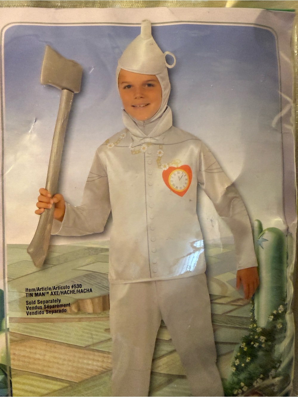New Silver Tin Man Kids Halloween Costume - Classic Heart Clock Design